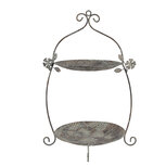 Clayre & Eef | Etagère 2 laags Groen Bruin 34x32x50 cm | 6Y5657 Clayre & Eef | Etagère 2 laags Groen Bruin 34x32x50 cm | 6Y5657