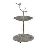 Clayre & Eef | Etagère 2 laags Groen Bruin ø 26x48 cm | 6Y5658 Clayre & Eef | Etagère 2 laags Groen Bruin ø 26x48 cm | 6Y5658