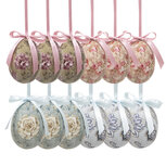 Clayre & Eef | Decoratie Hanger Ei (set 12) Meerkleurig ø 4x5 cm | 65905 Clayre & Eef | Decoratie Hanger Ei (set 12) Meerkleurig ø 4x5 cm | 65905