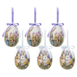 Clayre & Eef | Decoratie Hanger Ei (set 6) Meerkleurig ø 7x10 cm | 65911 Clayre & Eef | Decoratie Hanger Ei (set 6) Meerkleurig ø 7x10 cm | 65911