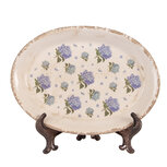 Clayre & Eef | Decoratie Bord Beige Blauw 25x18x2 cm | 6CE2024 Clayre & Eef | Decoratie Bord Beige Blauw 25x18x2 cm | 6CE2024