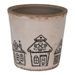 Clayre & Eef | Bloempot Binnen Beige Zwart ø 17x16 cm | 6CE2123L Clayre & Eef | Bloempot Binnen Beige Zwart ø 17x16 cm | 6CE2123L