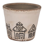 Clayre & Eef | Bloempot Binnen Beige Zwart ø 12x11 cm | 6CE2123S Clayre & Eef | Bloempot Binnen Beige Zwart ø 12x11 cm | 6CE2123S
