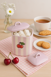 Voorraadpot Fruity Cherry lila wit handgemaakt 18 x 11 cm | VP.CE.00 | Dishes & Deco Voorraadpot Fruity Cherry lila wit handgemaakt 18 x 11 cm | VP.CE.00 | Dishes & Deco