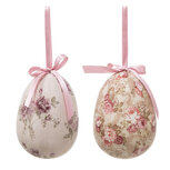 Clayre & Eef | Decoratie Hanger Ei (set 2) Meerkleurig ø 9x12 cm | 65914 Clayre & Eef | Decoratie Hanger Ei (set 2) Meerkleurig ø 9x12 cm | 65914