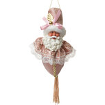 Clayre & Eef | Decoratie Hanger Kerstman Roze Goudkleurig 8x8x35 cm | 66222 Clayre & Eef | Decoratie Hanger Kerstman Roze Goudkleurig 8x8x35 cm | 66222
