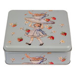 Clayre & Eef | Blikken Bewaardoos Blauw Rood 17x17x6 cm | 6BL0139 Clayre & Eef | Blikken Bewaardoos Blauw Rood 17x17x6 cm | 6BL0139