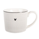 Clayre & Eef | Mok Wit Zwart 12x8x7 cm / 275 ml | 6CEMU0180 Clayre & Eef | Mok Wit Zwart 12x8x7 cm / 275 ml | 6CEMU0180