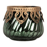 Clayre & Eef | Glazen Theelichthouder Groen ø 8x7 cm | 6GL5222 Clayre & Eef | Glazen Theelichthouder Groen ø 8x7 cm | 6GL5222