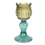 Clayre & Eef | Glazen Theelichthouder Groen Blauw ø 8x16 cm | 6GL5340 Clayre & Eef | Glazen Theelichthouder Groen Blauw ø 8x16 cm | 6GL5340
