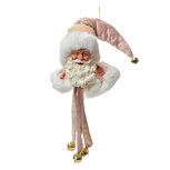Clayre & Eef | Decoratie Hanger Kerstman Roze Wit 12x13x68 cm | 66225 Clayre & Eef | Decoratie Hanger Kerstman Roze Wit 12x13x68 cm | 66225