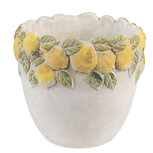 Clayre & Eef | Bloempot Binnen Wit Geel ø 14x12 cm | 6TE0571 Clayre & Eef | Bloempot Binnen Wit Geel ø 14x12 cm | 6TE0571