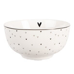Clayre & Eef | Soepkom Wit Zwart ø 14x7 cm / 500 ml | BHSBO0002 Clayre & Eef | Soepkom Wit Zwart ø 14x7 cm / 500 ml | BHSBO0002
