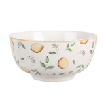 Clayre & Eef | Soepkom Wit Geel ø 14x7 cm / 500 ml | LELBO Clayre & Eef | Soepkom Wit Geel ø 14x7 cm / 500 ml | LELBO