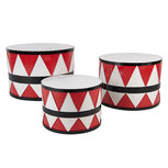 Clayre & Eef | Decoratie Trommel Wit Rood (set 3) ø 47x32 / ø39x28 / ø 31x22 cm | 6Y5732 Clayre & Eef | Decoratie Trommel Wit Rood (set 3) ø 47x32 / ø39x28 / ø 31x22 cm | 6Y5732