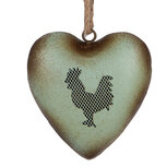 Clayre & Eef | Decoratie hanger Hart Groen Bruin 14x6x14 cm | 6Y5849 Clayre & Eef | Decoratie hanger Hart Groen Bruin 14x6x14 cm | 6Y5849