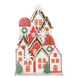 Clayre & Eef | Decoratie van huisjes Wit Rood 30x8x46 cm | 6Y5863 Clayre & Eef | Decoratie van huisjes Wit Rood 30x8x46 cm | 6Y5863