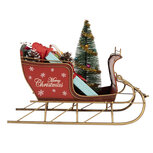 Clayre & Eef | Kerstdecoratie Slee Rood Goudkleurig 30x15x22 cm | 6Y5870 Clayre & Eef | Kerstdecoratie Slee Rood Goudkleurig 30x15x22 cm | 6Y5870