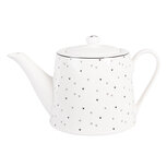 Clayre & Eef | Theepot Wit Zwart 23x14x14 cm / 1000 ml | BHSTE Clayre & Eef | Theepot Wit Zwart 23x14x14 cm / 1000 ml | BHSTE
