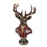 Clayre & Eef | Kerstdecoratie Beeld Rendier Bruin Rood 30x22x57 cm | 5PR0175 Clayre & Eef | Kerstdecoratie Beeld Rendier Bruin Rood 30x22x57 cm | 5PR0175
