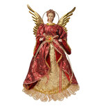 Clayre & Eef | Decoratie Engel Rood Goudkleurig 26x15x44 cm | 66251 Clayre & Eef | Decoratie Engel Rood Goudkleurig 26x15x44 cm | 66251