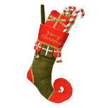 Clayre & Eef | Decoratie Kerstsok Rood Groen 24x7x46 cm | 66252 Clayre & Eef | Decoratie Kerstsok Rood Groen 24x7x46 cm | 66252