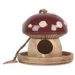 Clayre & Eef | Vogelhuis Beige Rood ø 13x13 cm | 6CE2319 Clayre & Eef | Vogelhuis Beige Rood ø 13x13 cm | 6CE2319