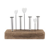 Clayre & Eef | Glazen Vaasjes in Houder Bruin Wit 30x9x23 cm | 6H2432 Clayre & Eef | Glazen Vaasjes in Houder Bruin Wit 30x9x23 cm | 6H2432