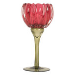 Clayre & Eef | Glazen Theelichthouder Roze Groen ø 8x18 cm | 6GL5349 Clayre & Eef | Glazen Theelichthouder Roze Groen ø 8x18 cm | 6GL5349