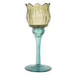 Clayre & Eef | Glazen Theelichthouder Groen Blauw ø 7x19 cm | 6GL5350 Clayre & Eef | Glazen Theelichthouder Groen Blauw ø 7x19 cm | 6GL5350