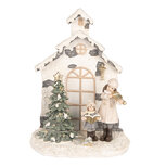 Clayre & Eef | Kerstdecoratie Kind met Kerstboom met LED Wit Groen 16x9x21 cm | 6PR5371 Clayre & Eef | Kerstdecoratie Kind met Kerstboom met LED Wit Groen 16x9x21 cm | 6PR5371