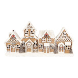 Clayre & Eef | Decoratie van Huisjes Bruin Wit 25x6x13 cm | 6PR5377 Clayre & Eef | Decoratie van Huisjes Bruin Wit 25x6x13 cm | 6PR5377