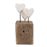 Clayre & Eef | Decoratie Hartjes Wit Bruin 7x6x15 cm | 6H2418 Clayre & Eef | Decoratie Hartjes Wit Bruin 7x6x15 cm | 6H2418