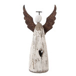 Clayre & Eef | Kerstdecoratie Engel Wit Bruin 9x4x18 cm | 6H2420M Clayre & Eef | Kerstdecoratie Engel Wit Bruin 9x4x18 cm | 6H2420M