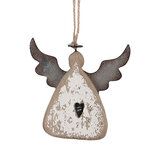 Clayre & Eef | Decoratie hanger Engel Bruin Wit 10x2x10 cm | 6H2428 Clayre & Eef | Decoratie hanger Engel Bruin Wit 10x2x10 cm | 6H2428