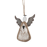 Clayre & Eef | Decoratie hanger Engel Bruin Wit 9x2x13 cm | 6H2429 Clayre & Eef | Decoratie hanger Engel Bruin Wit 9x2x13 cm | 6H2429