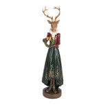 Clayre & Eef | Decoratie Hert Bruin Groen 9x8x37 cm | 6PR5409 Clayre & Eef | Decoratie Hert Bruin Groen 9x8x37 cm | 6PR5409