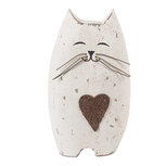 Clayre & Eef | Decoratie Kat Wit Bruin 8x6x14 cm | 6H2435L Clayre & Eef | Decoratie Kat Wit Bruin 8x6x14 cm | 6H2435L