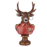 Clayre & Eef | Kerstdecoratie Beeld Rendier Bruin Rood 10x8x19 cm | 6PR5594 Clayre & Eef | Kerstdecoratie Beeld Rendier Bruin Rood 10x8x19 cm | 6PR5594