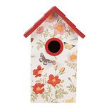 Clayre & Eef | Vogelhuis Wit Rood 15x10x22 cm | 6H2450