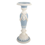 Clayre & Eef | Kandelaar Wit Blauw ø 10x27 cm | 6PR5801 Clayre & Eef | Kandelaar Wit Blauw ø 10x27 cm | 6PR5801