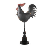Clayre & Eef | Decoratie Haan Zwart Rood 33x12x64 cm | 6Y5845 Clayre & Eef | Decoratie Haan Zwart Rood 33x12x64 cm | 6Y5845