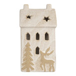 Clayre & Eef | Decoratie Huisje met LED Beige 10x9x18 cm | 6CE2176L Clayre & Eef | Decoratie Huisje met LED Beige 10x9x18 cm | 6CE2176L