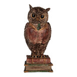 Clayre & Eef | Spaarpot Uil Bruin Rood 16x15x35 cm | 6PR5579 Clayre & Eef | Spaarpot Uil Bruin Rood 16x15x35 cm | 6PR5579