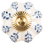 Clayre & Eef | Deurknop Beige Blauw ø 4x3 cm / S3 cm | 66269 Clayre & Eef | Deurknop Beige Blauw ø 4x3 cm / S3 cm | 66269