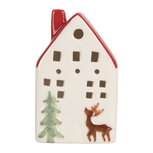 Clayre & Eef | Decoratie Huisje met LED Wit Rood 6x5x10 cm | 6CE2177M Clayre & Eef | Decoratie Huisje met LED Wit Rood 6x5x10 cm | 6CE2177M