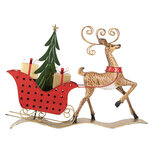 Clayre & Eef | Decoratie Rendier met slee Bruin Rood 68x11x50 cm | 5Y1302 Clayre & Eef | Decoratie Rendier met slee Bruin Rood 68x11x50 cm | 5Y1302