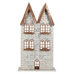 Clayre & Eef | Theelichthouder Kerst Huis Grijs 30x13x54 cm | 6Y5811 Clayre & Eef | Theelichthouder Kerst Huis Grijs 30x13x54 cm | 6Y5811