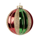 Clayre & Eef | Kerstbal Groen Rood ø 10x11 cm | 6GL5116