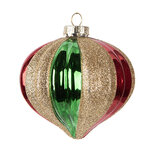Clayre & Eef | Kerstbal Groen Rood ø 10x10 cm | 6GL5117